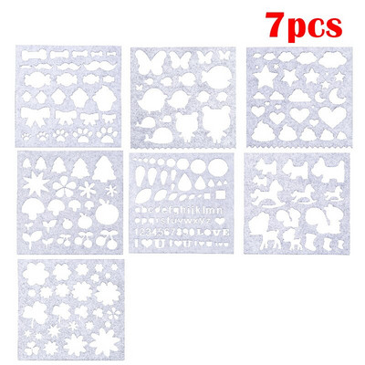 Σετ LMDZ 7/5Pcs Πρότυπο τσόχας βελόνας μαλλί τσόχας DIY Craft stencil απλικέ φόρμα τσόχα φόρμα κιτ μοτίβο προμήθεια Woolcraft