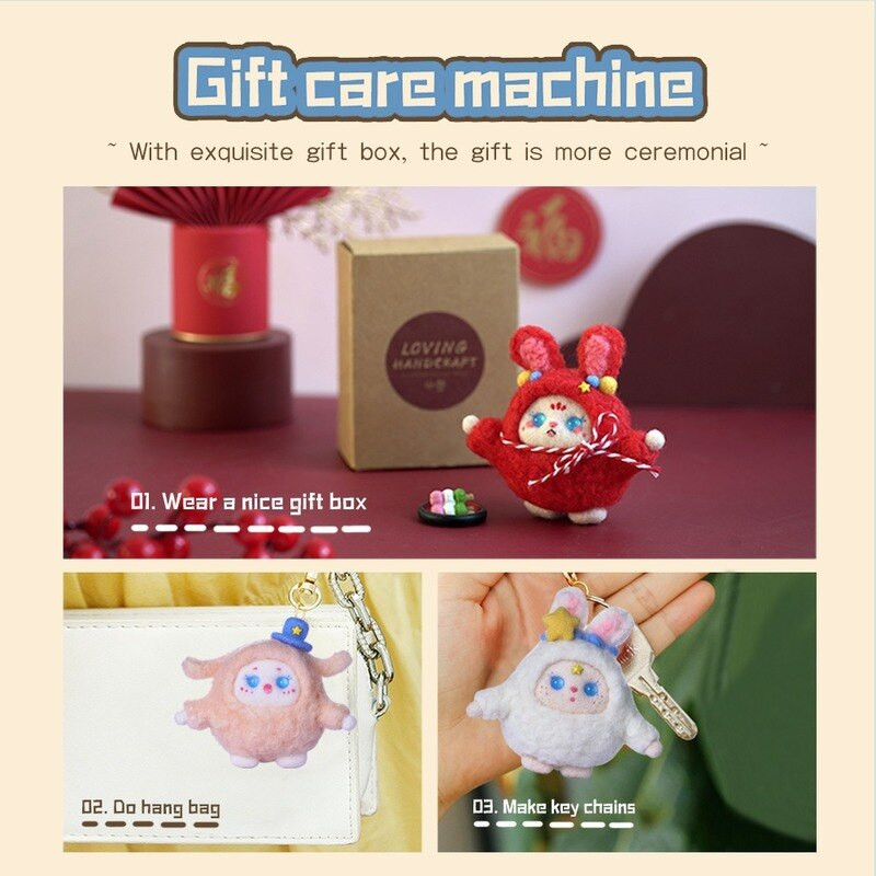 Plišana lutka Diy Poke Zabavni parovi Crtani filmovi od filca od vune Ručno izrađen materijal za parove Paket za rođendanski poklon Ukras Dekoracija Poklon nakit