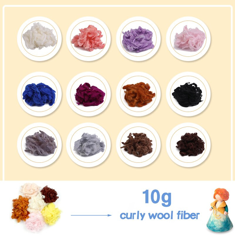 TLKKUE 5 τμχ 10 γρ. Κάθε σγουρή ίνα αλπακά για μάλλινη τσόχα DIY τσόχα βελόνας Roving για κανίς/μπισόν και τσόχα προβάτου για τσόχα
