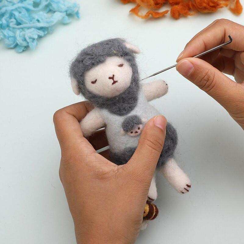 TLKKUE 5 τμχ 10 γρ. Κάθε σγουρή ίνα αλπακά για μάλλινη τσόχα DIY τσόχα βελόνας Roving για κανίς/μπισόν και τσόχα προβάτου για τσόχα