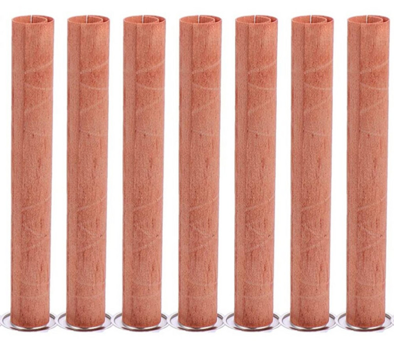 7 τμχ Κυλινδρικά Ξύλινα Φυτίλια Κεριών Σετ Στρογγυλά Σωλήνα Πυρήνες Ξύλου Κεριού με Βάση για Κατασκευή Κεριών Χειροτεχνίας Φιτίλι από παρφίνη σόγιας