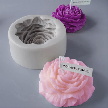 Направи си сам голяма свещ с цветя от божур Силиконова форма 3D форма на цвете на лотос Форма за сапун от гипсова смола Ръчно изработени занаяти Форми за печене Домашен декор