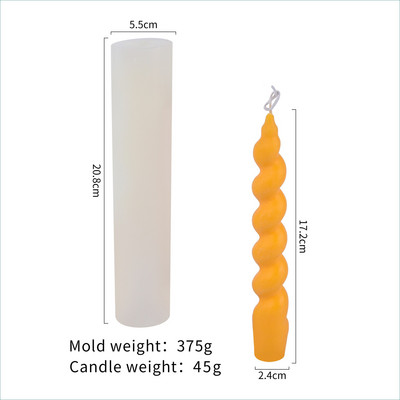 Romantiška spiralinė ilgo stulpelio silikoninė žvakių forma „pasidaryk pats“ geometrinė apvali žvakė, gaminanti dervos muilo formą Rankų darbo dovanų namų dekoras