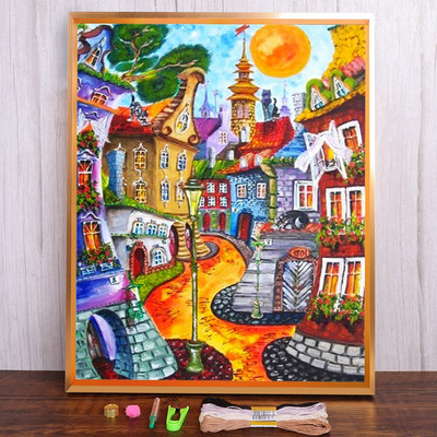 Meian 11/14CT Siuvinėjimas Tapyba Animacinių filmų namai Kryžminio dygsnio rinkiniai DMC spausdinta drobė „Pasidaryk pats“ Scenic Arts Rankų darbo namų dekoravimas