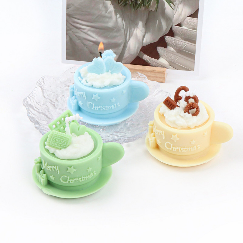 Häid jõule kohvikruus silikoonküünlavorm Loov koogitass Aroomiteraapia seep Kips Fondant küpsetusvorm Kodukaunistuse kingitused