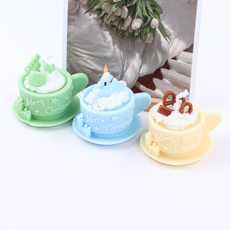 Häid jõule kohvikruus silikoonküünlavorm Loov koogitass Aroomiteraapia seep Kips Fondant küpsetusvorm Kodukaunistuse kingitused