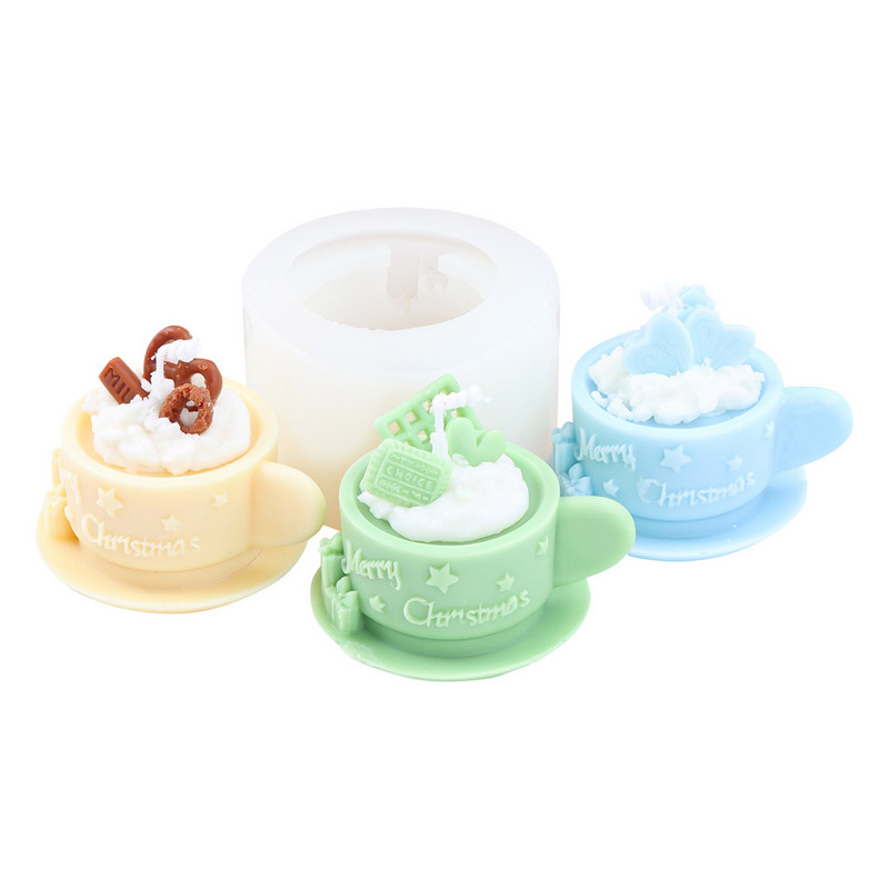 Häid jõule kohvikruus silikoonküünlavorm Loov koogitass Aroomiteraapia seep Kips Fondant küpsetusvorm Kodukaunistuse kingitused