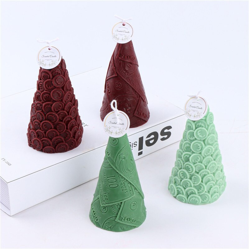 Põhjamaade kuldmünt USD jõulupuu silikoonküünla vorm euro rahapuu aroomivaigu seep šokolaadikoogi vorm kodukaunistusega kingitused