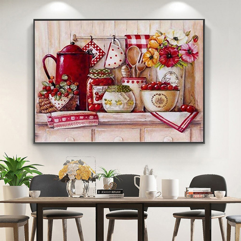 Βάζο λουλουδιών DIY 11CT Κιτ κεντήματος σταυροβελονιά Σετ χειροτεχνίας βελονιάς Βαμβακερό νήμα τυπωμένο καμβά διακόσμηση σπιτιού Χονδρική