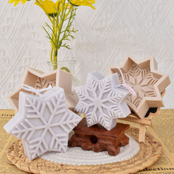 Νέο μεγάλο χριστουγεννιάτικο καλούπι κερί για νιφάδες χιονιού Pentagram Snowflake Flower Σαπούνι Ice Cube Resin Εποξειδική φόρμα ψησίματος Χριστουγεννιάτικη διακόσμηση Δώρα