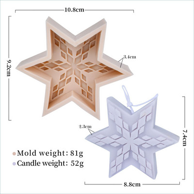 Νέο μεγάλο χριστουγεννιάτικο καλούπι κερί για νιφάδες χιονιού Pentagram Snowflake Flower Σαπούνι Ice Cube Resin Εποξειδική φόρμα ψησίματος Χριστουγεννιάτικη διακόσμηση Δώρα