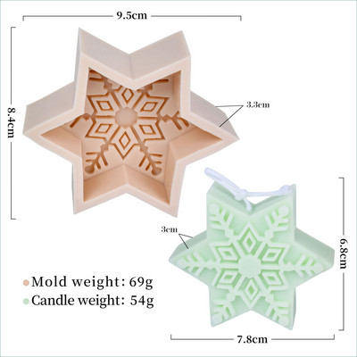 Νέο μεγάλο χριστουγεννιάτικο καλούπι κερί για νιφάδες χιονιού Pentagram Snowflake Flower Σαπούνι Ice Cube Resin Εποξειδική φόρμα ψησίματος Χριστουγεννιάτικη διακόσμηση Δώρα