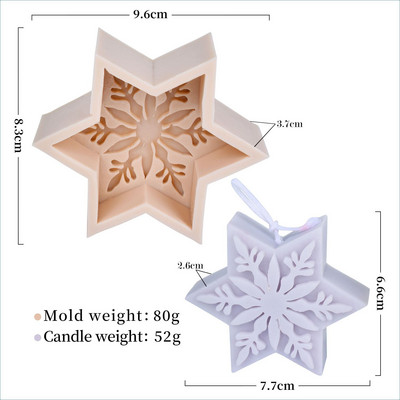 Νέο μεγάλο χριστουγεννιάτικο καλούπι κερί για νιφάδες χιονιού Pentagram Snowflake Flower Σαπούνι Ice Cube Resin Εποξειδική φόρμα ψησίματος Χριστουγεννιάτικη διακόσμηση Δώρα