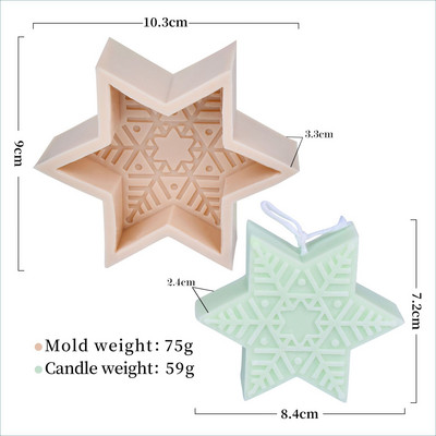 Νέο μεγάλο χριστουγεννιάτικο καλούπι κερί για νιφάδες χιονιού Pentagram Snowflake Flower Σαπούνι Ice Cube Resin Εποξειδική φόρμα ψησίματος Χριστουγεννιάτικη διακόσμηση Δώρα