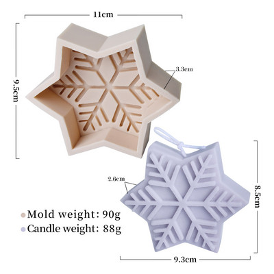 Νέο μεγάλο χριστουγεννιάτικο καλούπι κερί για νιφάδες χιονιού Pentagram Snowflake Flower Σαπούνι Ice Cube Resin Εποξειδική φόρμα ψησίματος Χριστουγεννιάτικη διακόσμηση Δώρα