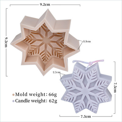 Νέο μεγάλο χριστουγεννιάτικο καλούπι κερί για νιφάδες χιονιού Pentagram Snowflake Flower Σαπούνι Ice Cube Resin Εποξειδική φόρμα ψησίματος Χριστουγεννιάτικη διακόσμηση Δώρα