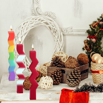 Creative Wavy Strip Candle Mould σιλικόνης DIY Γεωμετρική κολόνα Κερί κατασκευής σαπουνιού ρητίνης Καλούπι Χριστουγεννιάτικα δώρα Χειροτεχνία διακόσμηση σπιτιού