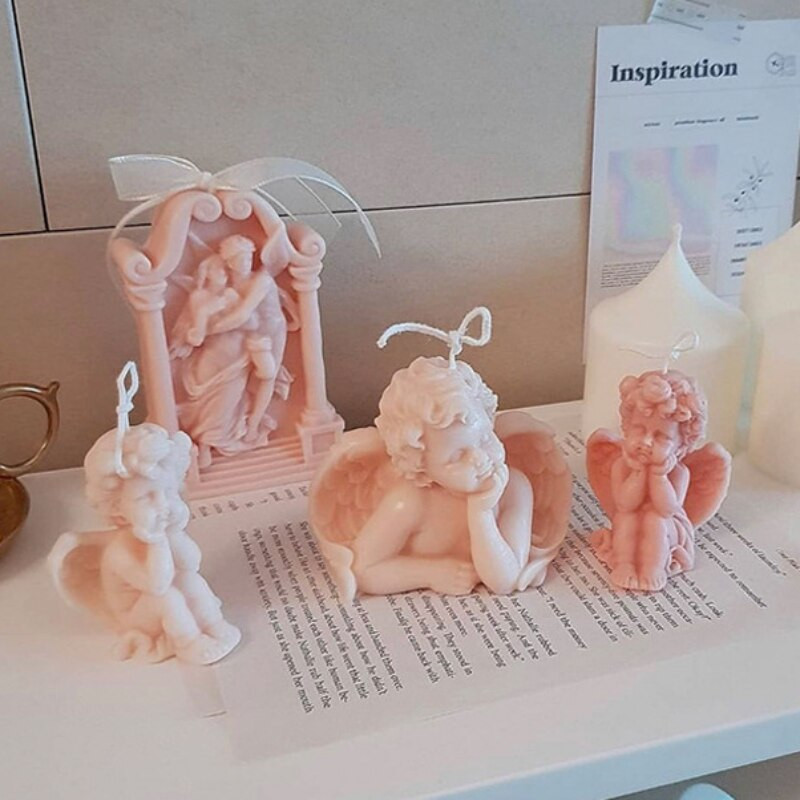 Senovės graikų poros meilės pasiuntinys silikoninės žvakės formos „pasidaryk pats“ arkos angelo žvakė, gaminanti muilą, derva, šokolado formeles, dovanas amatai