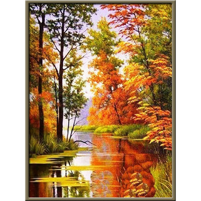 Meian Tree Scenery Landscape 11/14CT Βαμβακερή κλωστή τυπωμένη σε καμβά Κιτ κεντήματος με σταυροβελονιά Κεντήματα Δώρο διακόσμησης σπιτιού