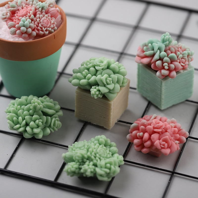 Formă din silicon pentru suculente Forme pentru lumânări Forme din rășină 3D pentru plante suculente pentru lumânări Forme din silicon pentru lumânări parfumate Fabricarea de săpunuri