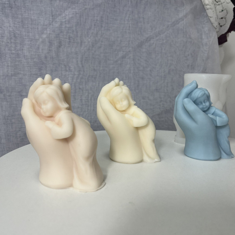Mother`s Hand Mother`s Hand Mother`s Silicone Candle Cald Hold Baby Stroking Angel Girl Σαπούνι Ρητίνη γύψου Κύβος πάγου Φόρμα ψησίματος Δώρα διακόσμηση σπιτιού