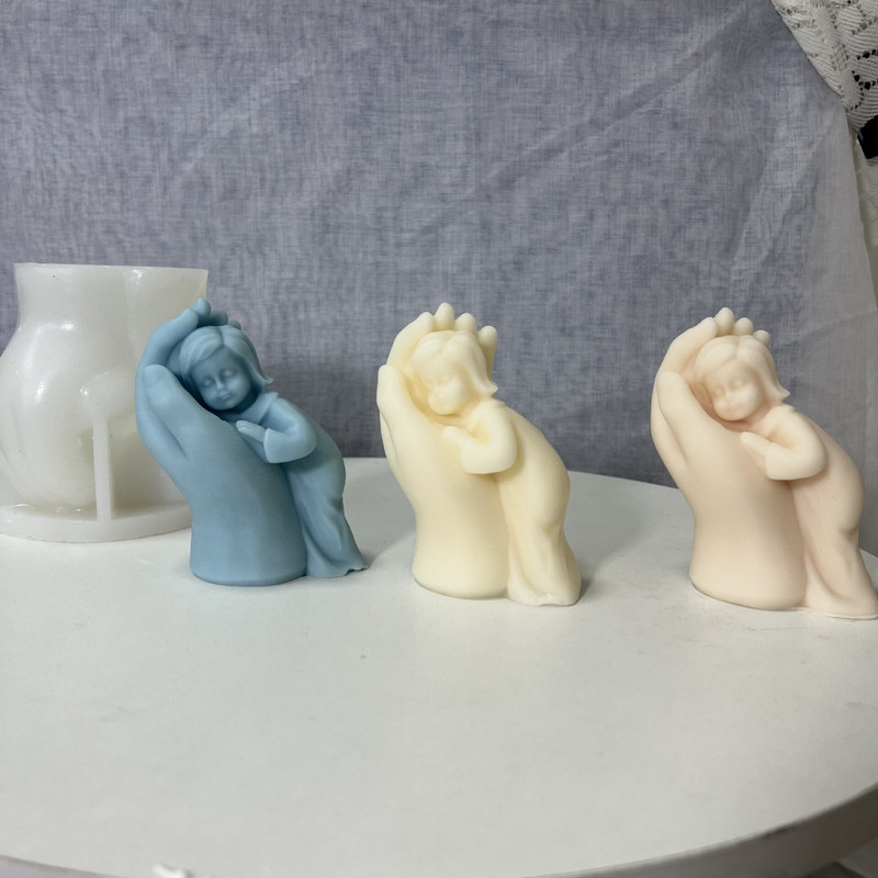 Mother`s Hand Mother`s Hand Mother`s Silicone Candle Cald Hold Baby Stroking Angel Girl Σαπούνι Ρητίνη γύψου Κύβος πάγου Φόρμα ψησίματος Δώρα διακόσμηση σπιτιού