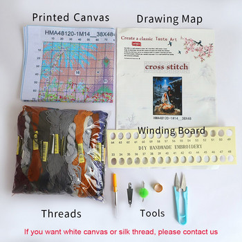 Landscape Tree Pre-printed 11CT Cross Stitch Complete Kit Κεντήματα DMC Κλωστές χειροτεχνία Ράψιμο Ζωγραφική Σχέδιο νήμα