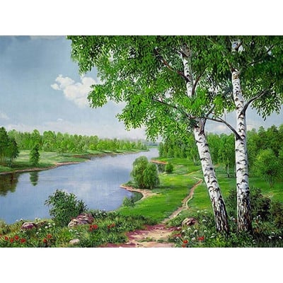 Landscape Tree Pre-printed 11CT Cross Stitch Complete Kit Κεντήματα DMC Κλωστές χειροτεχνία Ράψιμο Ζωγραφική Σχέδιο νήμα