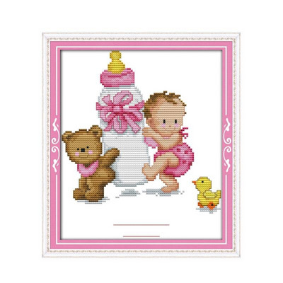 Σετ κεντήματος Joy Κιτ κεντήματος με σταμπωτό σταυρόβελονα Εκτυπωμένα μοτίβα 11CT 14CT Counted Fabric Thread DIY Σετ κεντημάτων