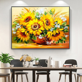 Sunflower Flower DIY 11CT Embroidery Cross Stitch Kits Craft Needlework Σετ τυπωμένο καμβά βαμβακερή κλωστή Home Dropshipping
