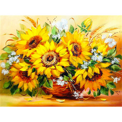 Sunflower Flower DIY 11CT Embroidery Cross Stitch Kits Craft Needlework Σετ τυπωμένο καμβά βαμβακερή κλωστή Home Dropshipping