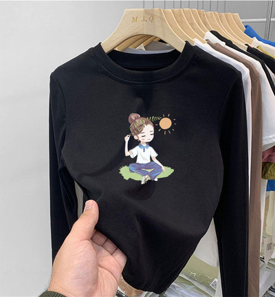 Laste vabaaja ümmarguse kaelusega pluus tüdrukutele