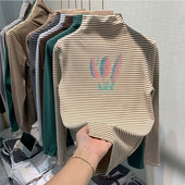 Παιδική ριγέ μπλούζα με γιακά ζιβάγκο για κορίτσια