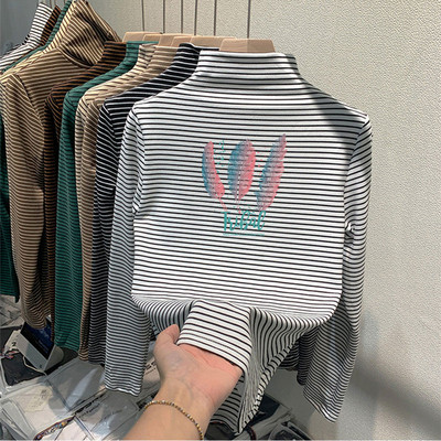 Παιδική ριγέ μπλούζα με γιακά ζιβάγκο για κορίτσια