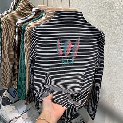 Παιδική ριγέ μπλούζα με γιακά ζιβάγκο για κορίτσια