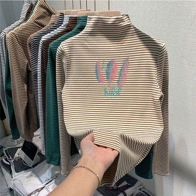 Παιδική ριγέ μπλούζα με γιακά ζιβάγκο για κορίτσια