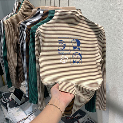 Παιδική ριγέ μπλούζα με γιακά ζιβάγκο για κορίτσια