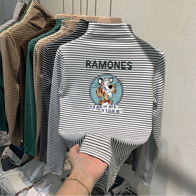 Παιδική ριγέ μπλούζα με γιακά ζιβάγκο για κορίτσια