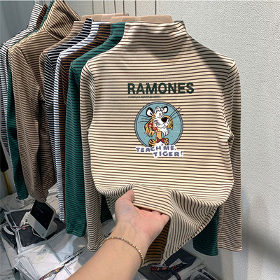 Παιδική ριγέ μπλούζα με γιακά ζιβάγκο για κορίτσια