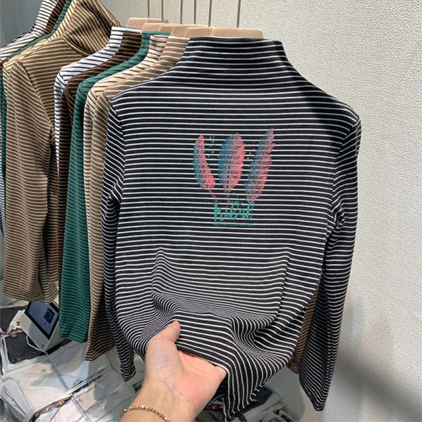 Παιδική ριγέ μπλούζα με γιακά ζιβάγκο για κορίτσια