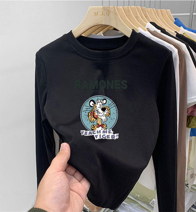 Ümara kaelusega ja trükiga lastepluus tüdrukutele