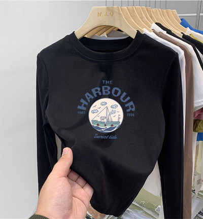 Ümara kaelusega ja trükiga lastepluus tüdrukutele