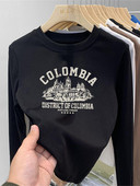 Laste vabaaja pluus ümara kaelusega ja trükiga