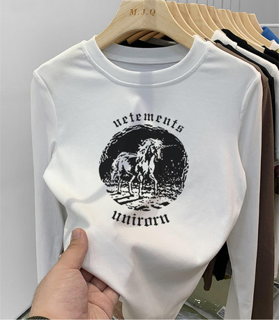 Laste vabaaja pluus ümara kaelusega ja trükiga