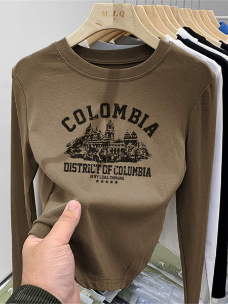 Laste vabaaja pluus ümara kaelusega ja trükiga