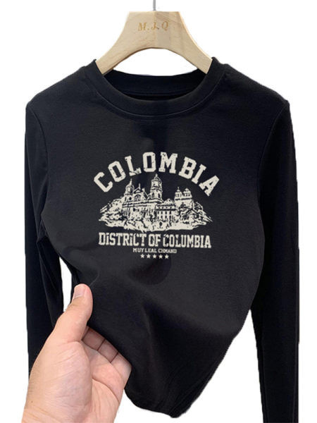 Laste vabaaja pluus ümara kaelusega ja trükiga