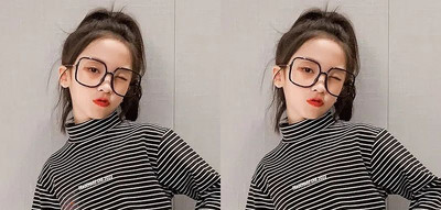 Triibuline kõrge kraega lastepluus