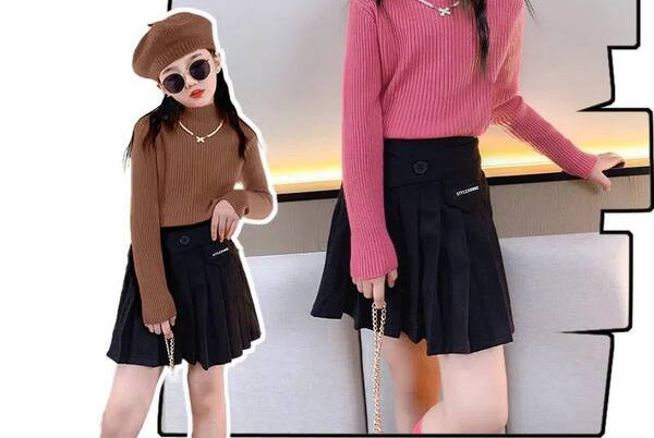 Tüdrukute talvepluus polo krae ja sooja voodriga