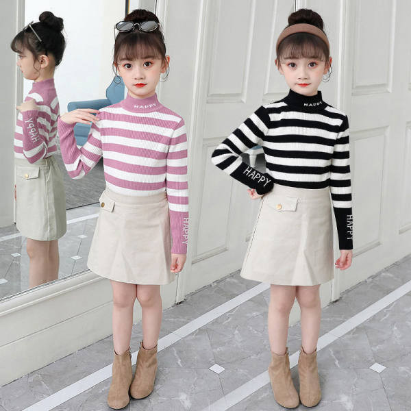 Παιδική ριγέ μπλούζα με γιακά ζιβάγκο