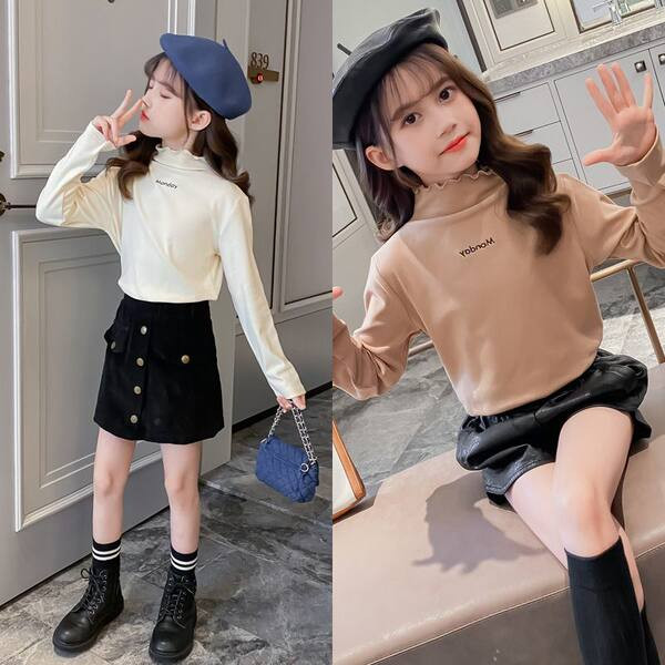 Μπλούζα με στάμπα με ψηλό γιακά για κορίτσια